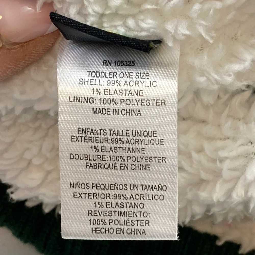 John‎ Deere Tractor Green / White Toddler Winter Beanie Hat Cap Sherpa Liner OS
